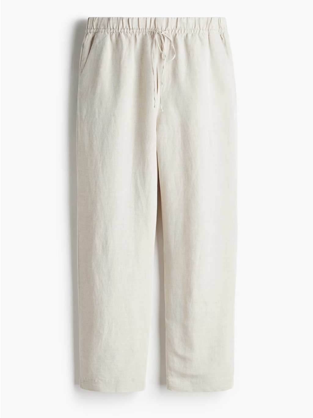 H&M Light Beige Linen Drawstring Pants